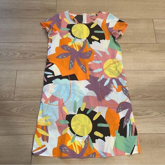 Zaket & Plover Fun Summer Dress Abstract Short Sleeve Shift Floral Size XS - Picture 2 of 7